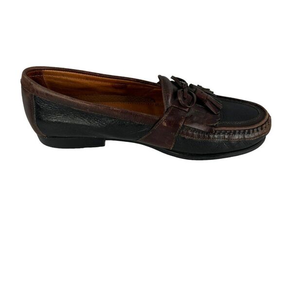 Johnston & Murphy Passport 2 Tone Black/Brown Leather Loafers w Tassels Size 9.5 main image 8